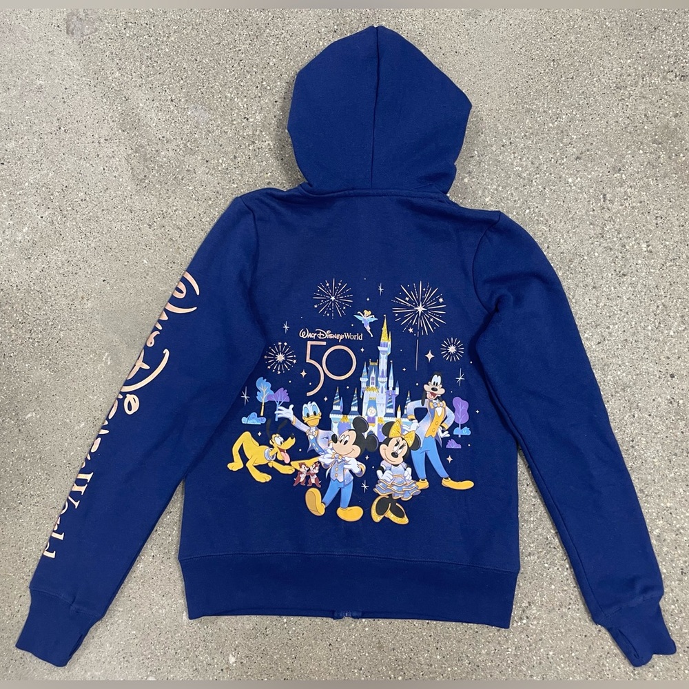 Walt Disney World 50th Anniversary Zip Up Hoodie Sweatshirt Women's size XS